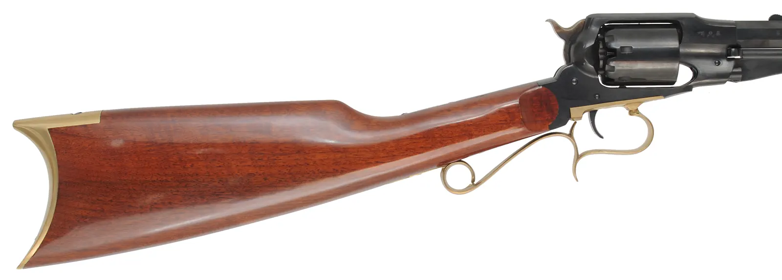 Model 1858 Remington Revolving Carbine,
.44 caliber 18" barrel, 
percussion, walnut buttstock, 
as-new, by A. Uberti