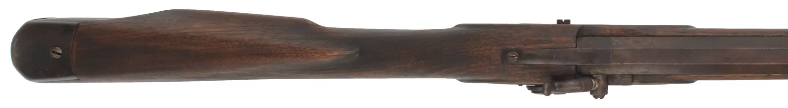 Chunk Gun
.40 caliber, 47" barrel,
walnut, iron, percussion, 
used, signed D.J. Arnold