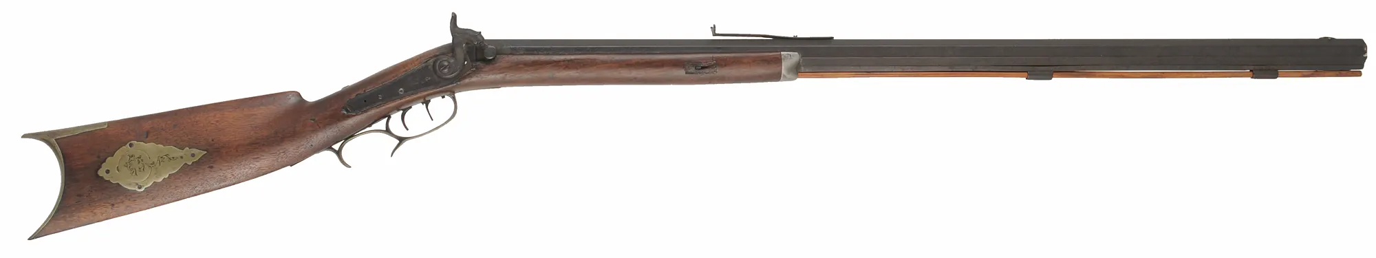 Antique Ohio Halfstock Rifle,
.36 caliber, 34" barrel, 
percussion, walnut, brass,
signed David Hudson 