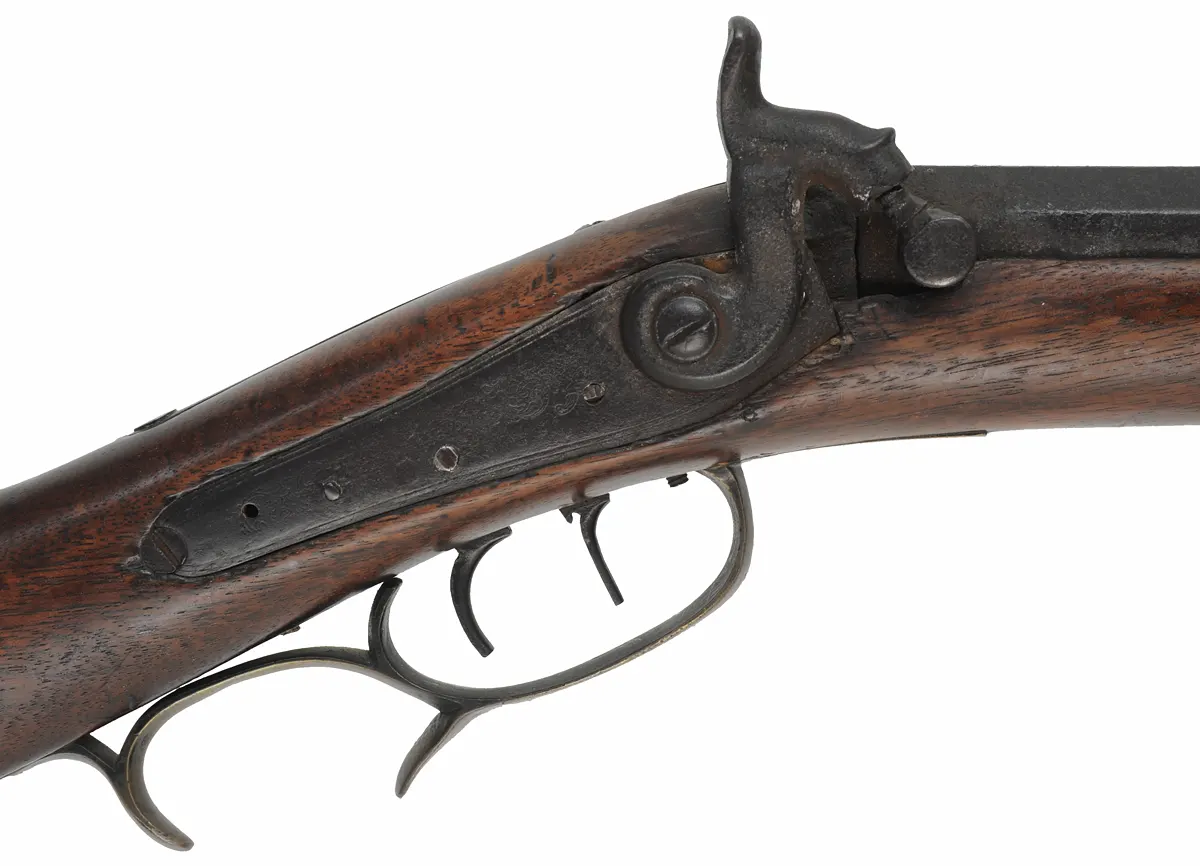 Antique Ohio Halfstock Rifle,
.36 caliber, 34" barrel, 
percussion, walnut, brass,
signed David Hudson 