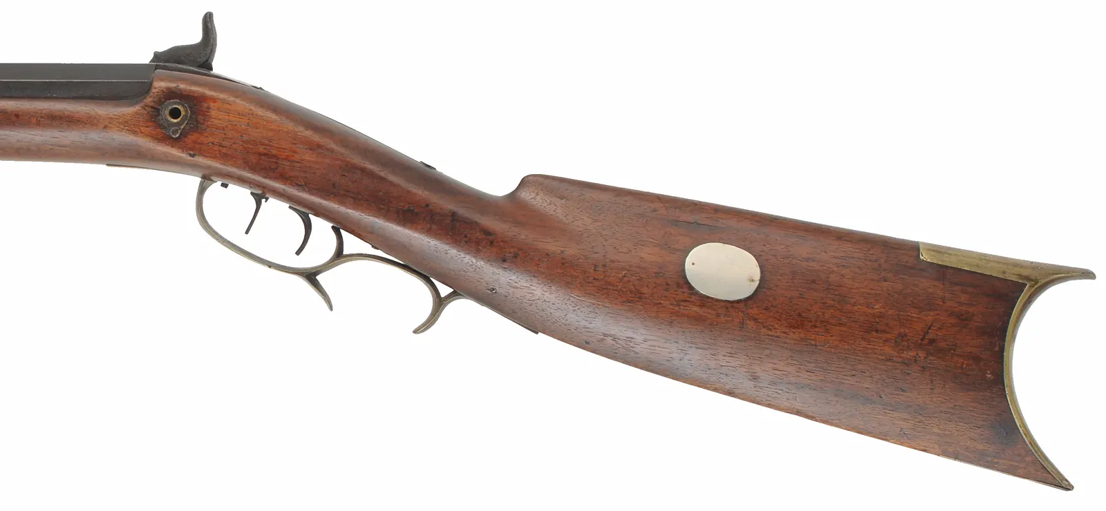 Antique Ohio Halfstock Rifle,
.36 caliber, 34" barrel, 
percussion, walnut, brass,
signed David Hudson 