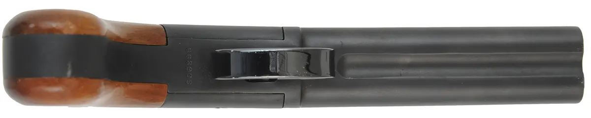 Ethan Allen Snake Eyes Pistol,
.36 caliber double barrel,
box lock percussion, factory blued,
by Hoppe's