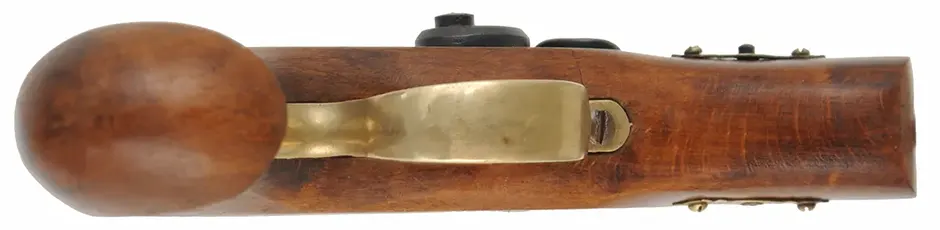 Derringer Pistol,
.45 caliber,  2-1/2" barrel, 
percussion, beech, brass trim,
no front sight, 
used, from a kit, made in Spain for Dikar