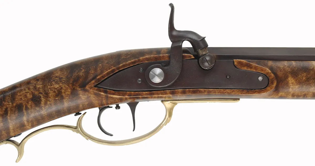 Halfstock Rifle,
.40 caliber, 32" Colerain barrel, 
percussion, curly maple, brass trim,
new, unfired, by J.A. Wymore