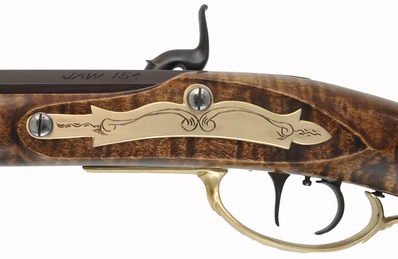 Halfstock Rifle,
.40 caliber, 32" Colerain barrel, 
percussion, curly maple, brass trim,
new, unfired, by J.A. Wymore