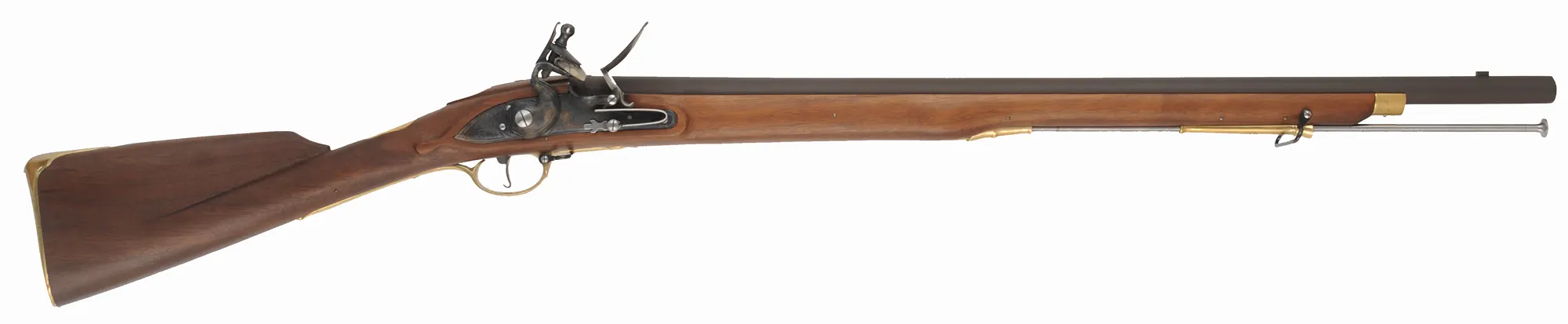 Brown Bess Carbine,
.75 caliber, 30-1/2" barrel,
GRICE 1762 flintlock, walnut stock, brass trim with serpent sideplate,
sling swivels, used, by Davide Pedersoli