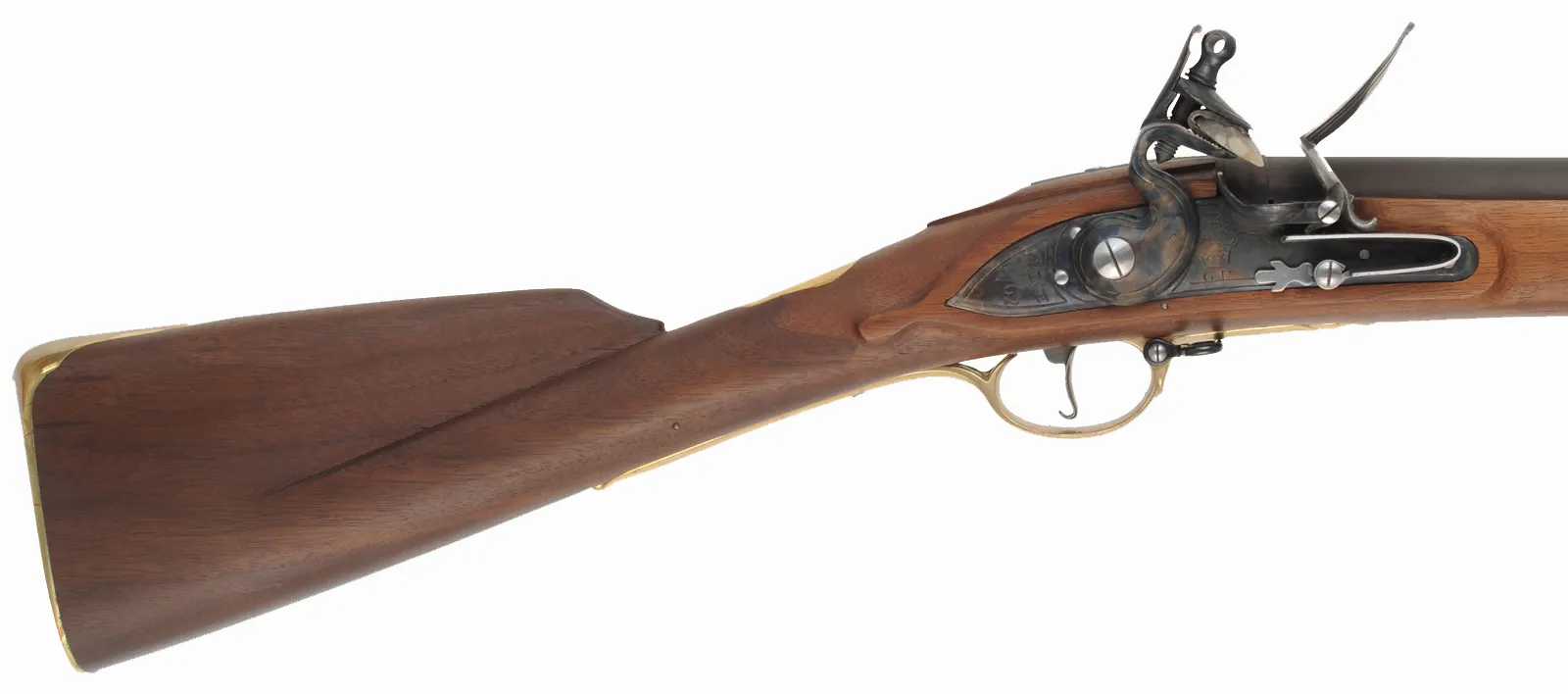Brown Bess Carbine,
.75 caliber, 30-1/2" barrel,
GRICE 1762 flintlock, walnut stock, brass trim with serpent sideplate,
sling swivels, used, by Davide Pedersoli