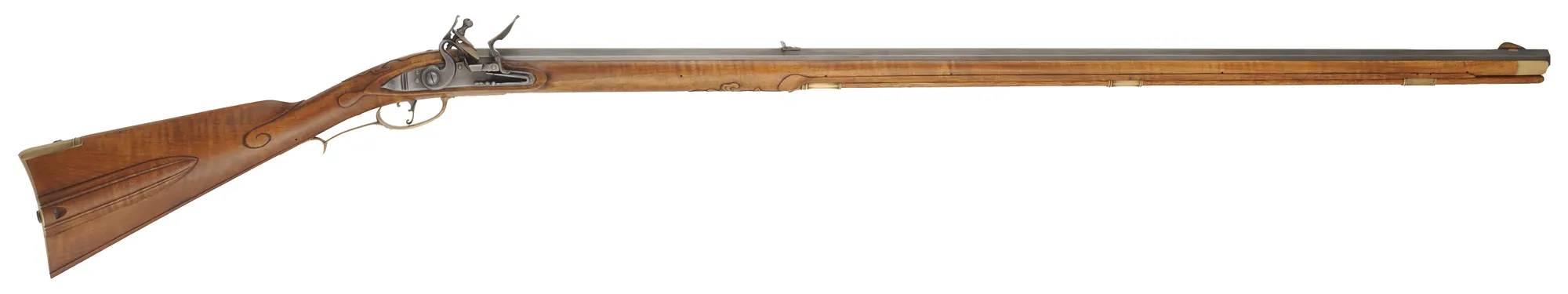 George Schroyer - Pennsylvania Longrifle
.50 caliber 42" Rice swamped barrel,
maple stock, sliding wood patchbox, brass trim, as-new
