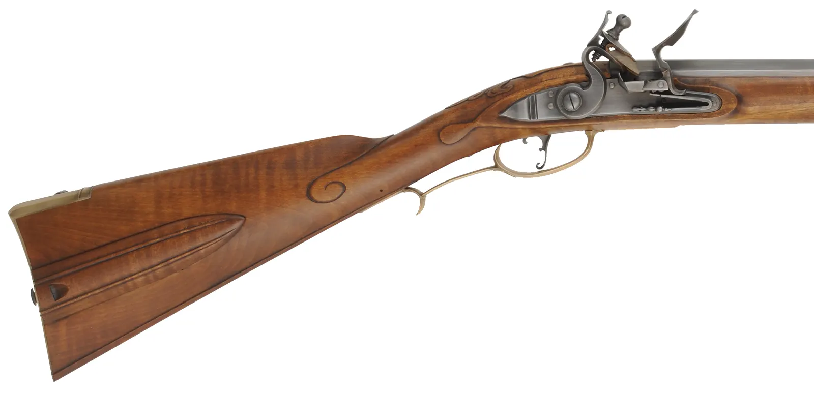 George Schroyer - Pennsylvania Longrifle
.50 caliber 42" Rice swamped barrel,
maple stock, sliding wood patchbox, brass trim, as-new
