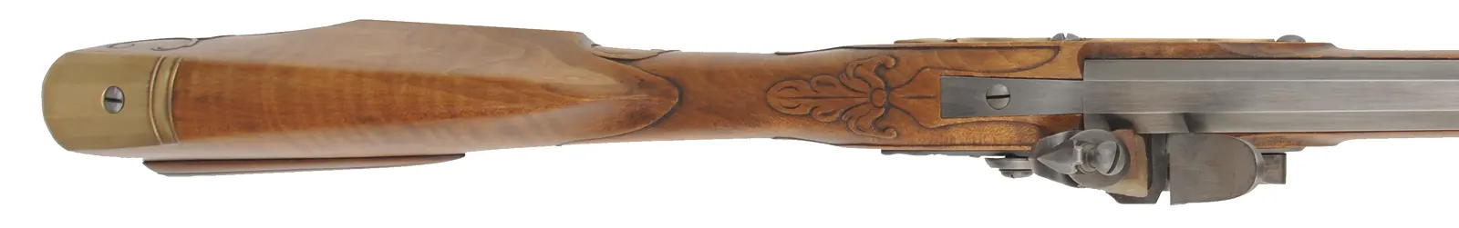 George Schroyer - Pennsylvania Longrifle
.50 caliber 42" Rice swamped barrel,
maple stock, sliding wood patchbox, brass trim, as-new
