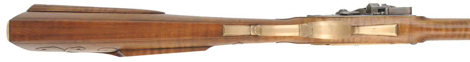 George Schroyer - Pennsylvania Longrifle
.50 caliber 42" Rice swamped barrel,
maple stock, sliding wood patchbox, brass trim, as-new
