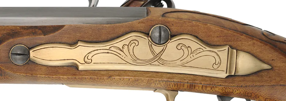 George Schroyer - Pennsylvania Longrifle
.50 caliber 42" Rice swamped barrel,
maple stock, sliding wood patchbox, brass trim, as-new
