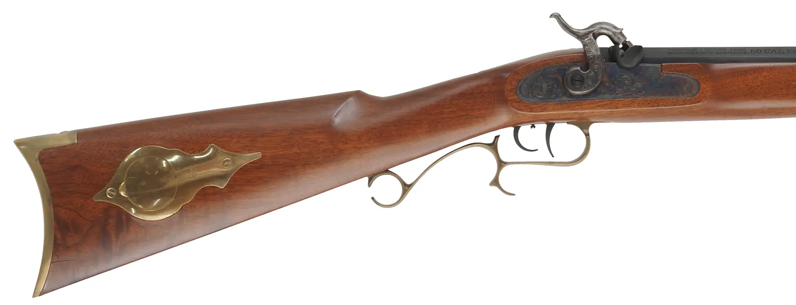 Thompson Center Hawken,
.50 caliber, 28" barrel,
percussion, walnut stock, brass trim, 
used, by Thompson Center Arms