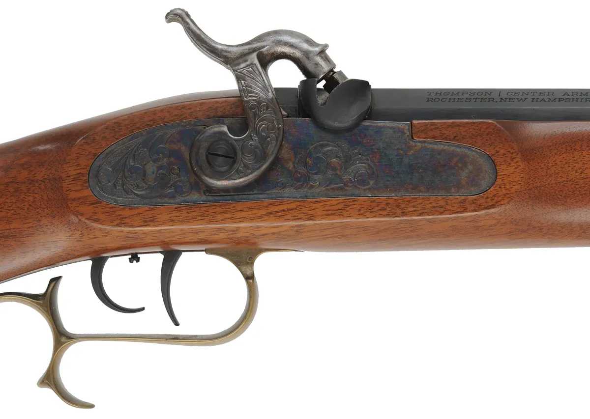 Thompson Center Hawken,
.50 caliber, 28" barrel,
percussion, walnut stock, brass trim, 
used, by Thompson Center Arms