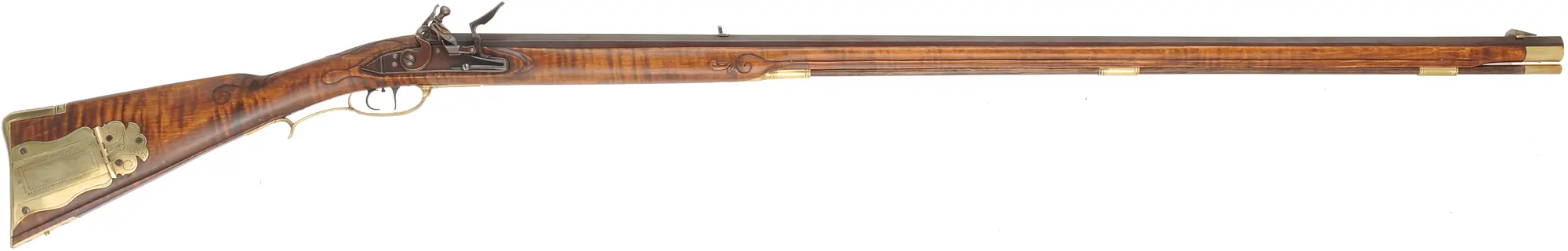 Virginia Longrifle,
.50 caliber, 42" Colerain swamped barrel,
large Siler flint lock, maple, brass trim,
new, unfired, by Thom Frazier