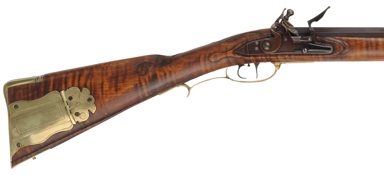 Virginia Longrifle,
.50 caliber, 42" Colerain swamped barrel,
large Siler flint lock, maple, brass trim,
new, unfired, by Thom Frazier