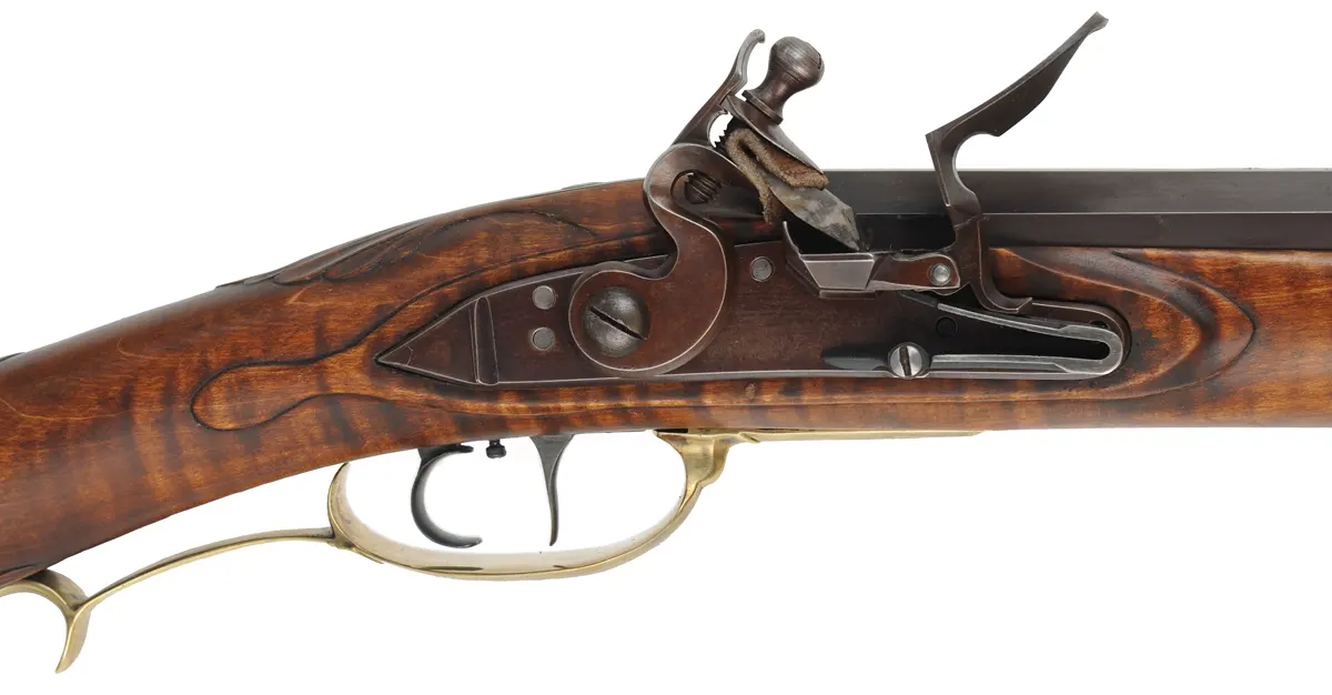 Virginia Longrifle,
.50 caliber, 42" Colerain swamped barrel,
large Siler flint lock, maple, brass trim,
new, unfired, by Thom Frazier