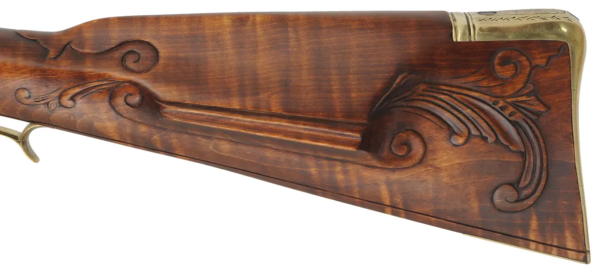 Virginia Longrifle,
.50 caliber, 42" Colerain swamped barrel,
large Siler flint lock, maple, brass trim,
new, unfired, by Thom Frazier