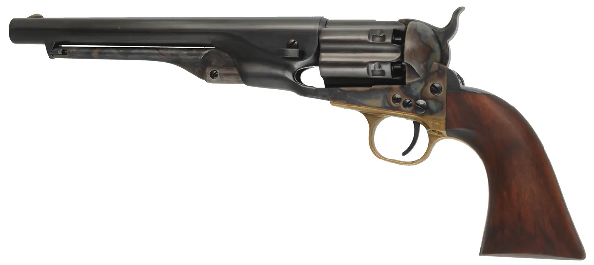 1860 Colt Army Revolver,
.44 caliber, 8" barrel,
full fluted cylinder, used,
COLT brand - Second Generation