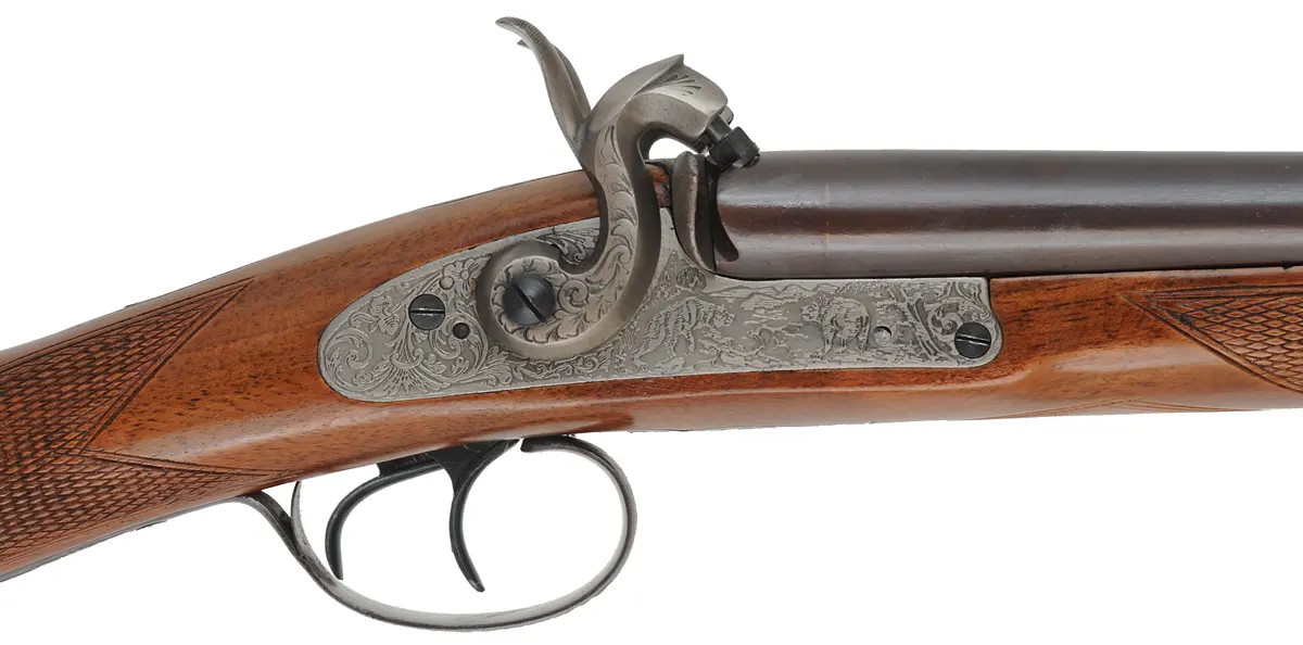 Kodiak Express Double Rifle,
.50 caliber, 26" browned barrels, 
percussion, checkered walnut, used,
by Davide Pedersoli