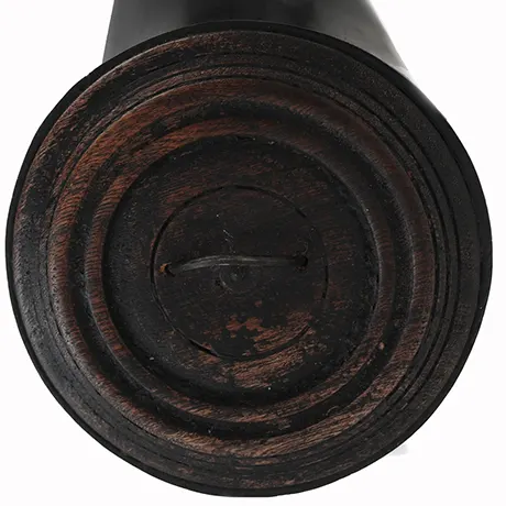 Buffalo Powder Horn, 
13-3/4", turned horn tip, iron staple,
by Scott & Cathy Sibley