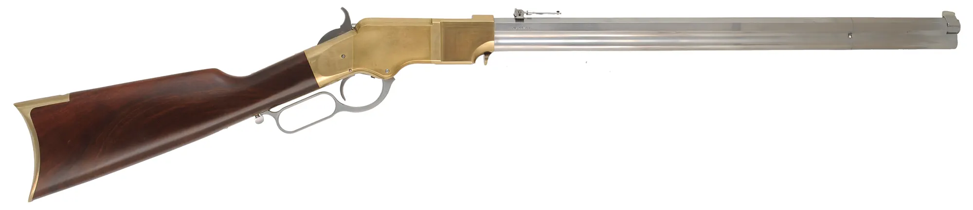 Model 1860 Henry Carbine,
caliber .44-40 WCF, 22" barrel,
Military sling swivels, brass frame,
white finish, used, by Aldo Uberti