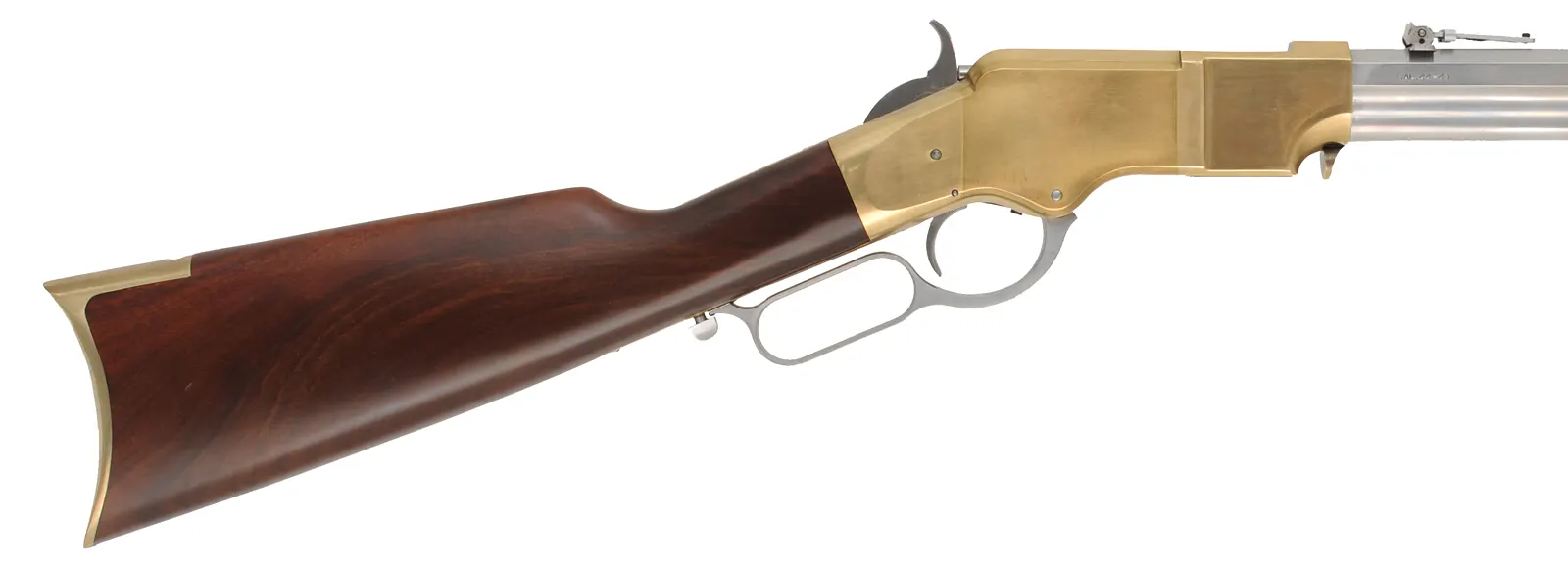 Model 1860 Henry Carbine,
caliber .44-40 WCF, 22" barrel,
Military sling swivels, brass frame,
white finish, used, by Aldo Uberti