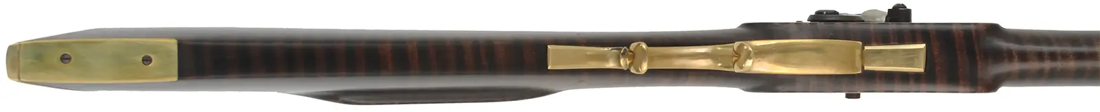 Ohio Half Stock Rifle
.45 caliber, 36" Green Mountain barrel,
curly maple, brass trim, nickel silver accents,
used, attributed to L. Davis