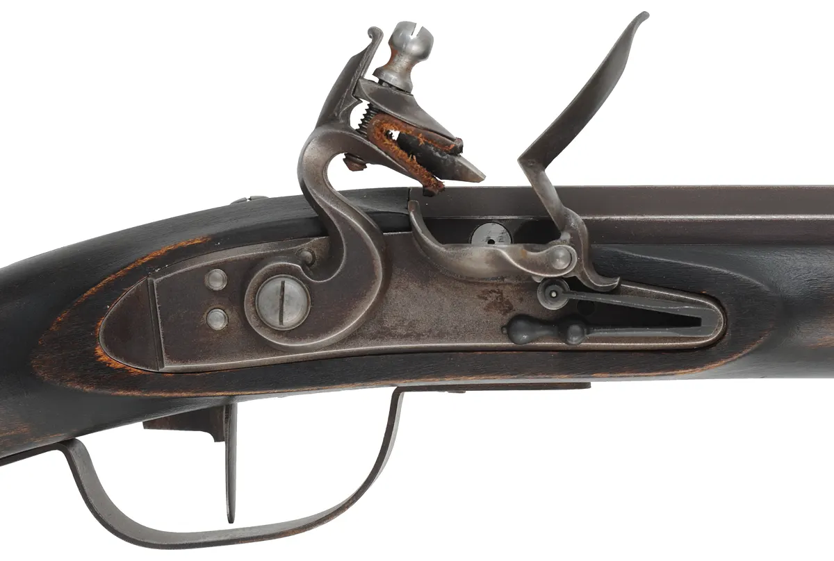 Pennsylvania Barn Rifle
.40 caliber, 42" Rice swamped barrel,
Chambers' flintlock, maple, limited brass & iron trim, 
used, signed by J. Alford