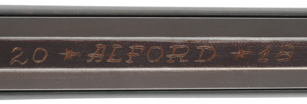 Pennsylvania Barn Rifle
.40 caliber, 42" Rice swamped barrel,
Chambers' flintlock, maple, limited brass & iron trim, 
used, signed by J. Alford