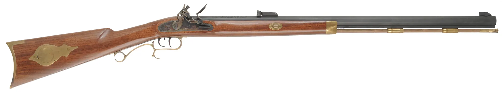 Thompson Center Hawken Rifle
.50 caliber, 28" barrel,
flintlock, walnut, brass, used