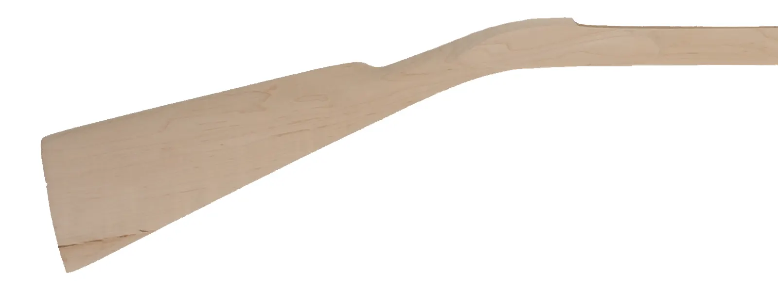 Stock second, Classic Tennessee, pre shaped, non-inlet
13/16" octagon, 42" barrel, plain maple, bark inclusion on buttstock, knot on forearm