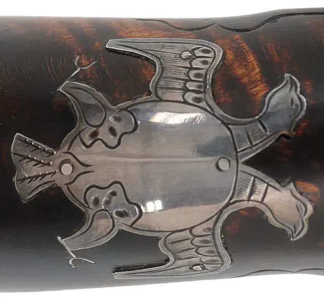 Kentucky Pistol,
.50 caliber 9-1/4" barrel,
small Siler flintlock, engraved brass, curly maple, 
used, by J. Kirklin