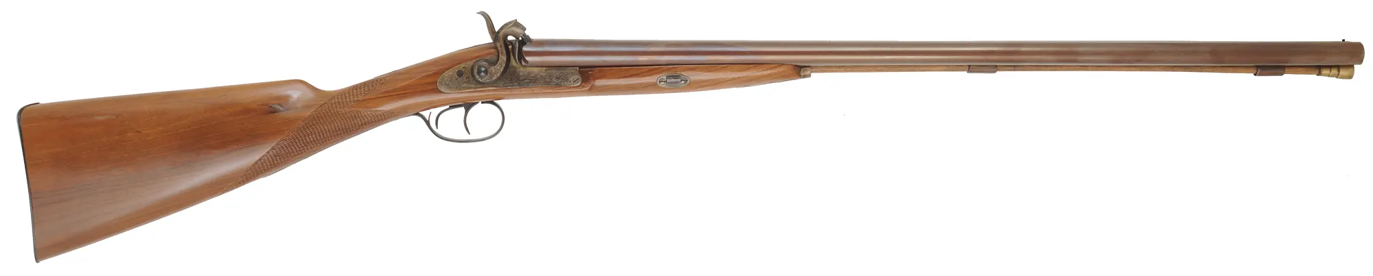 Double Shotgun
13 gauge, 28" barrels,
walnut, checkered straight grip, percussion,
used, by Davide Pedersoli
