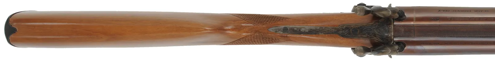 Double Shotgun
13 gauge, 28" barrels,
walnut, checkered straight grip, percussion,
used, by Davide Pedersoli