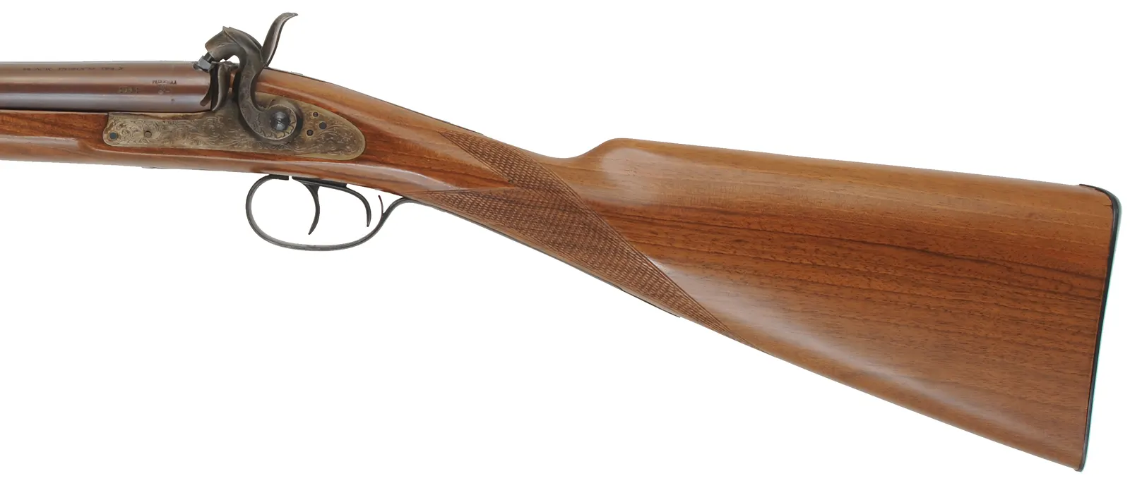 Double Shotgun
13 gauge, 28" barrels,
walnut, checkered straight grip, percussion,
used, by Davide Pedersoli