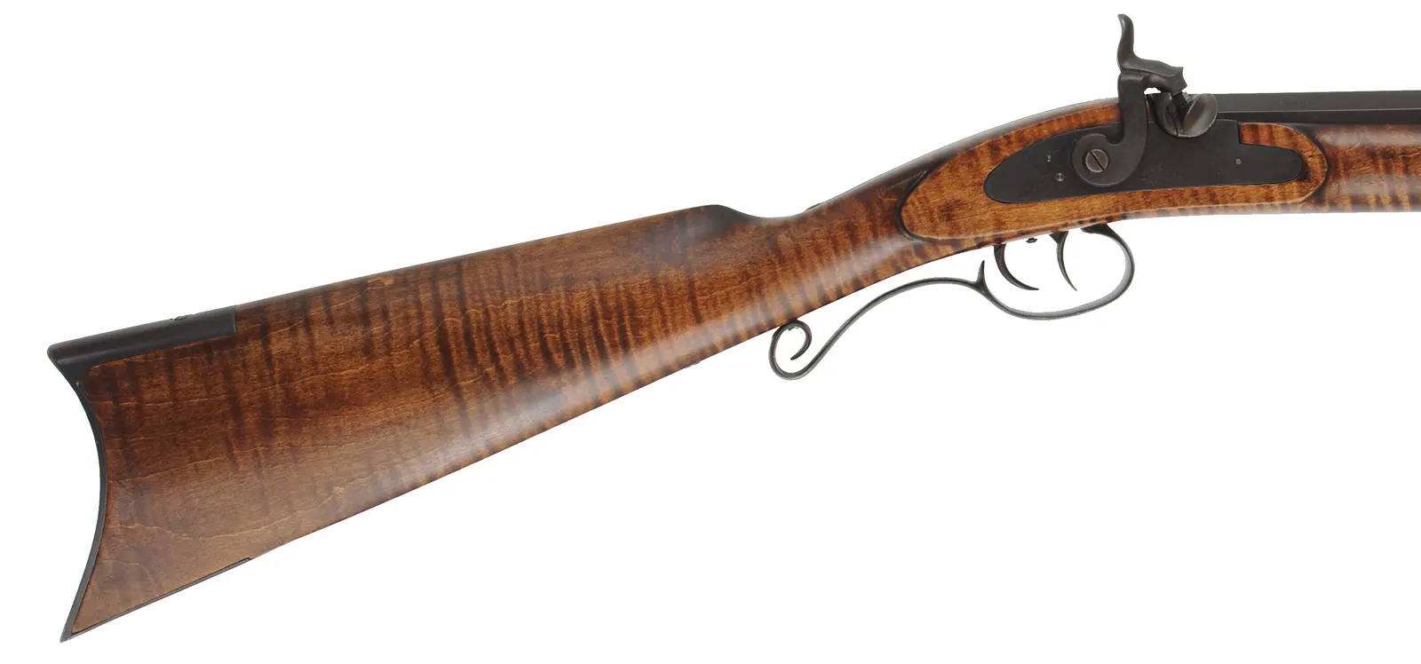 Santa Fe Hawken Rifle,
.54 caliber, 31-1/2" barrel, 
curly maple, iron trim, percussion, 
used, from a kit by Aldo Uberti & Co.