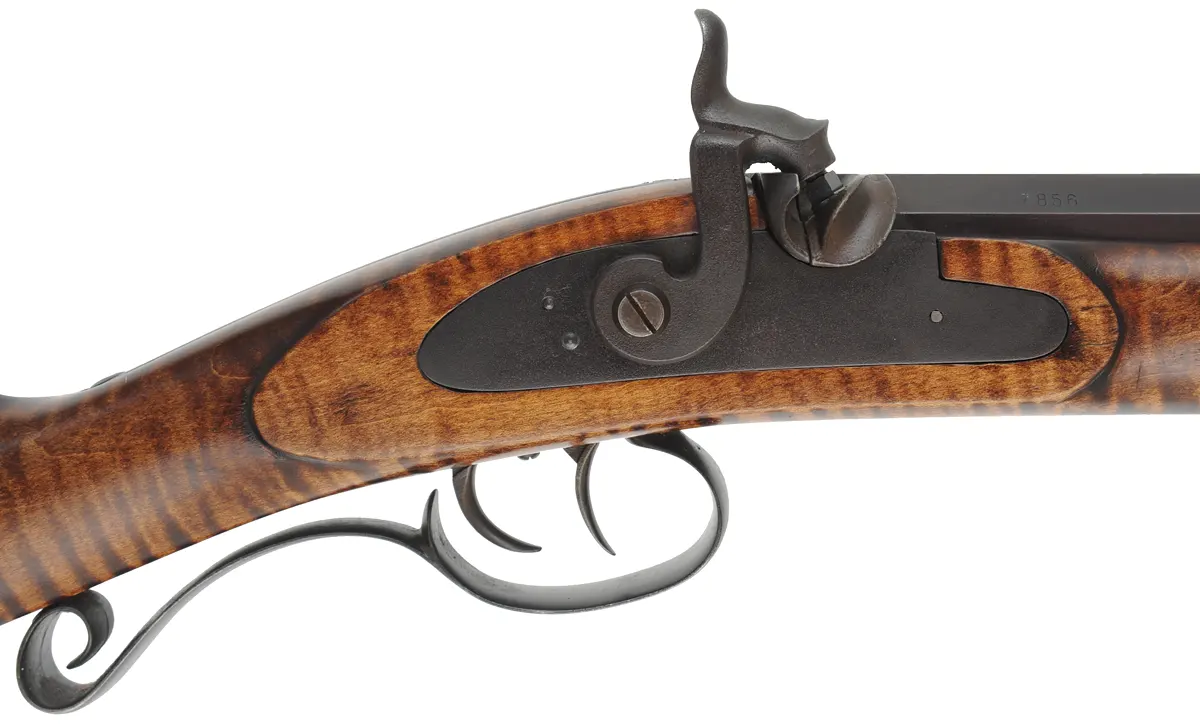 Santa Fe Hawken Rifle,
.54 caliber, 31-1/2" barrel, 
curly maple, iron trim, percussion, 
used, from a kit by Aldo Uberti & Co.