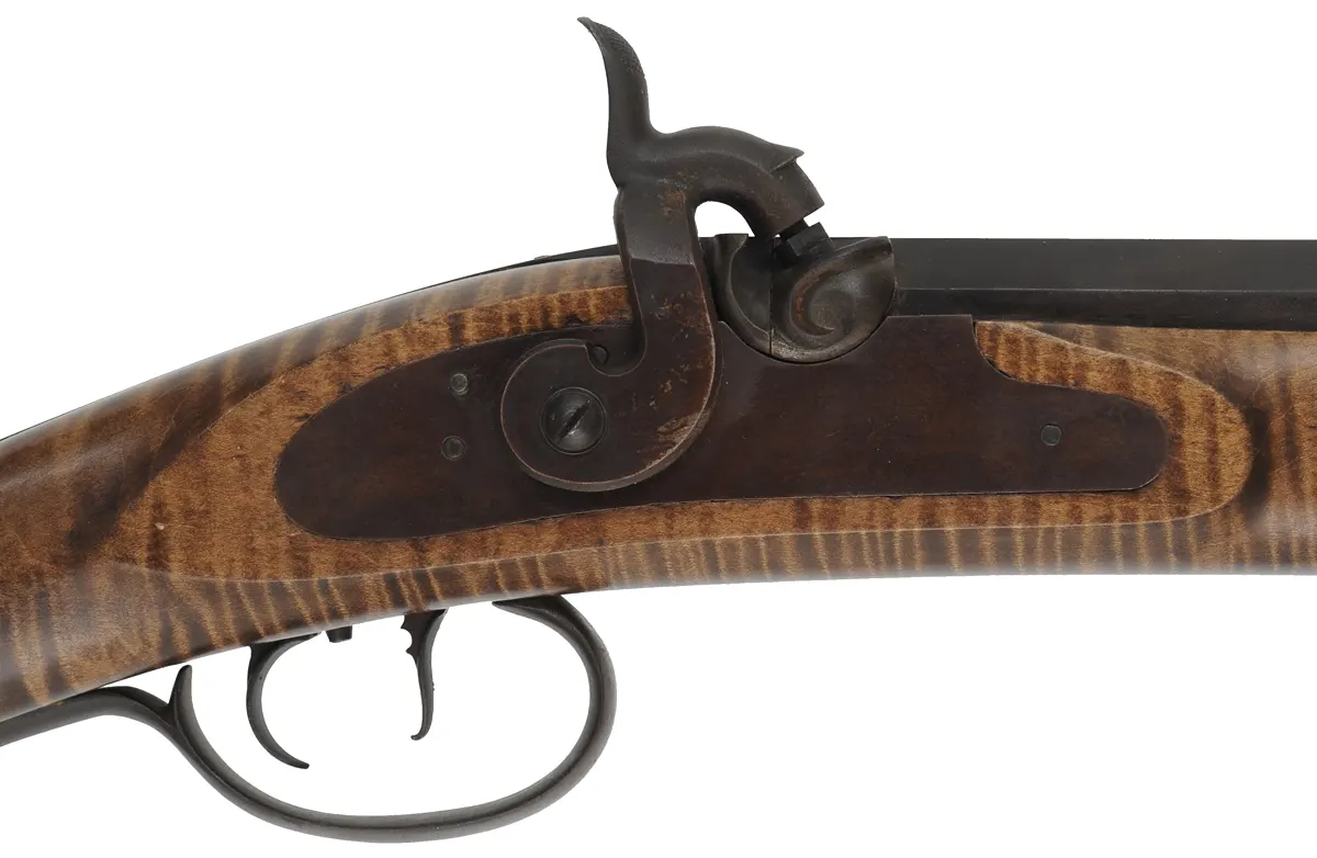 Fullstock Hawken Rifle,
.54 caliber, 36" Green Mountain barrel,
percussion, maple, iron trim, 
gouge on forearm, used