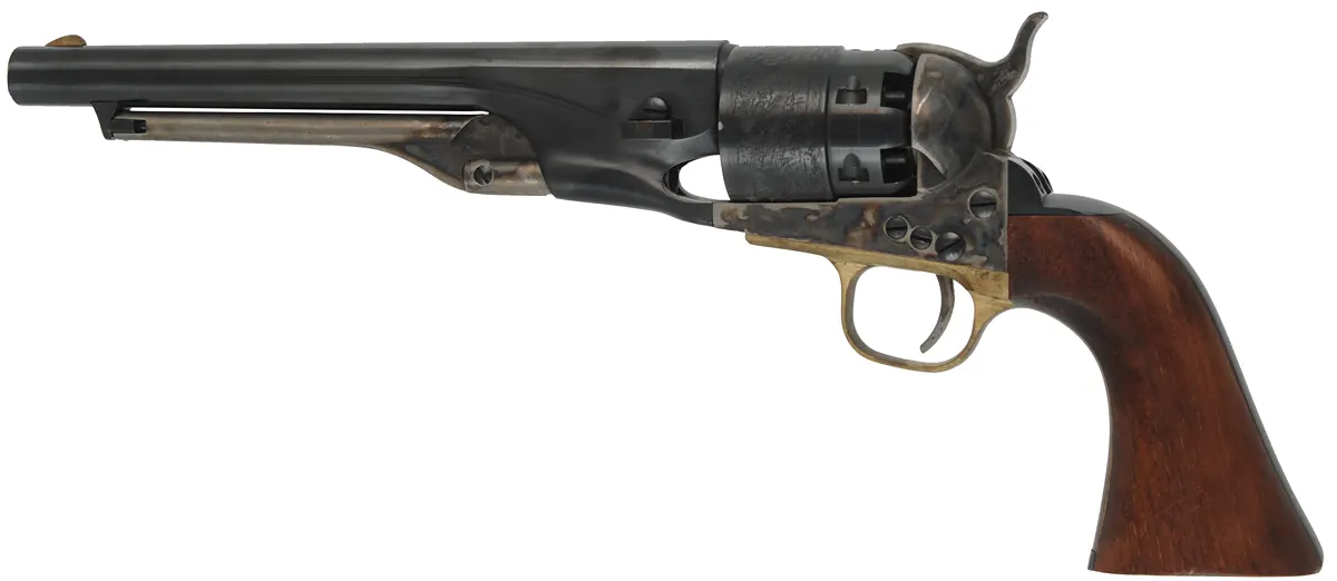 Colt Model 1860 Army Revolver,
.44 caliber, 8" barrel,
percussion, steel backstrap, four screw military frame,
used, by Armi San Marco