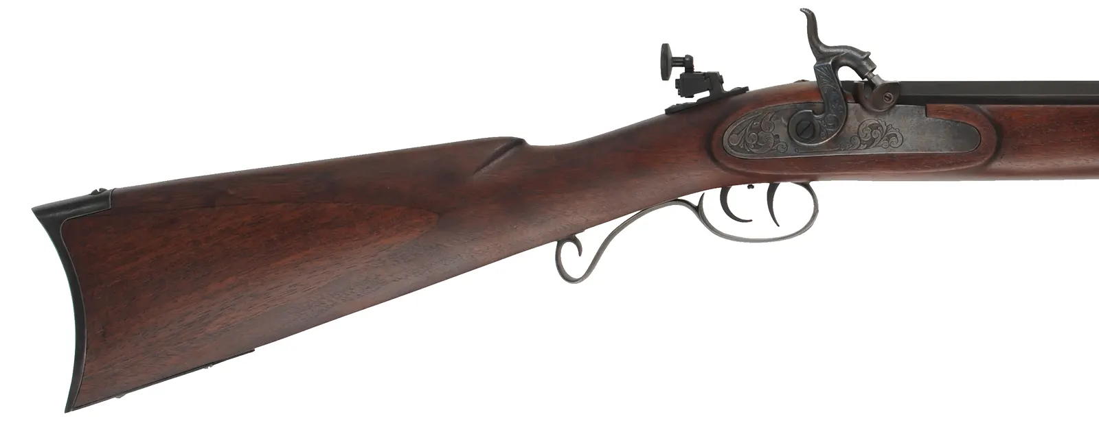 Halfstock Hawken
.50 caliber, 28" barrel,
walnut stock, iron trim, peep sight, used