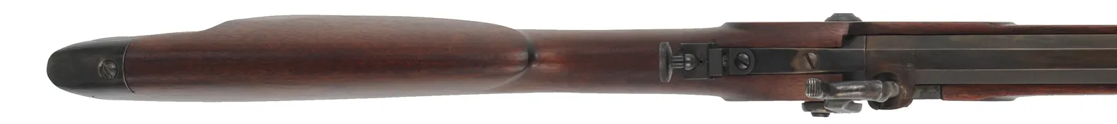 Halfstock Hawken
.50 caliber, 28" barrel,
walnut stock, iron trim, peep sight, used