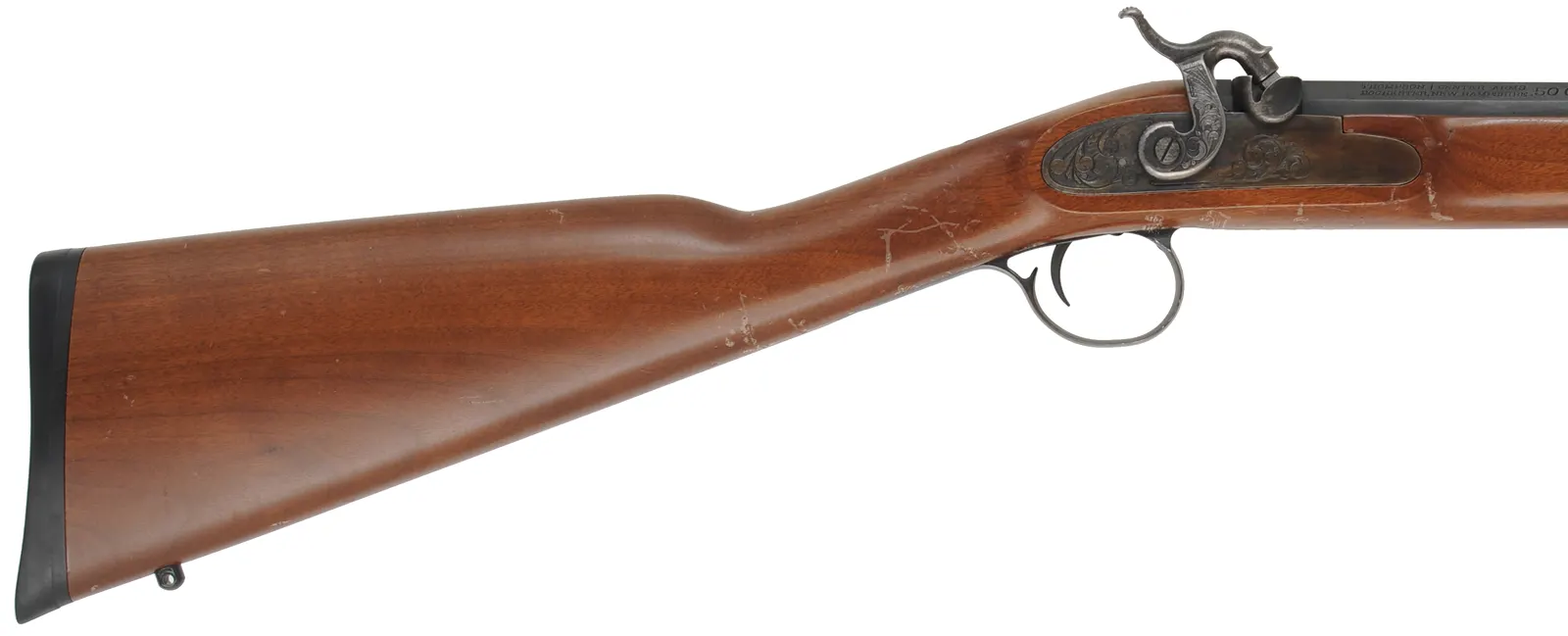 T/C White Mountain Carbine,
 .50 caliber, 21" octagon-to-round barrel, 
percussion, walnut, iron, 
used, with many handling marks in the stock