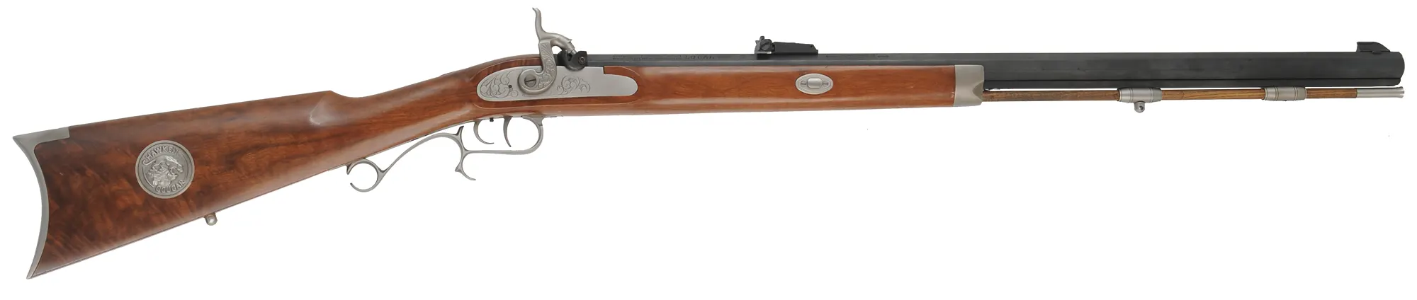 Thompson Center Hawken Cougar Rifle,
.50 caliber, 28" barrel,
percussion, fancy walnut stock, stainless steel trim,
used, by Thompson Center Arms