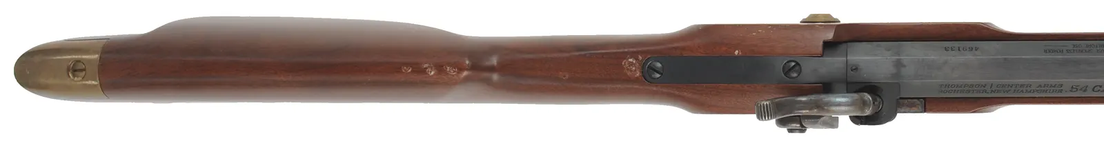 T/C Hawken Rifle,
.54 caliber, 28" barrel,
percussion, walnut stock, brass trim, 
used, by Thompson Center Arms