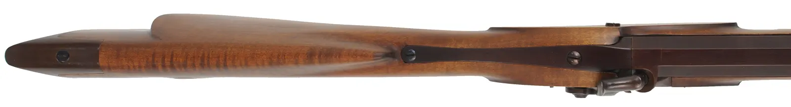 Hawken Rifle,
.54 caliber 35" barrel,
R.E. Davis percussion lock, iron, curly maple,
new, unfired, signed by George Nelson