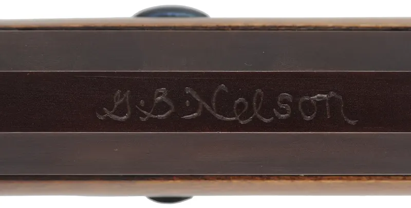 Hawken Rifle,
.54 caliber 35" barrel,
R.E. Davis percussion lock, iron, curly maple,
new, unfired, signed by George Nelson