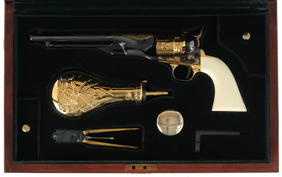 Buffalo Bill Commemorative 1860 Colt Army Revolver,
.44 caliber, 8" barrel, 
percussion, cased with accessories, 
as-new, by U.S. Historical Society