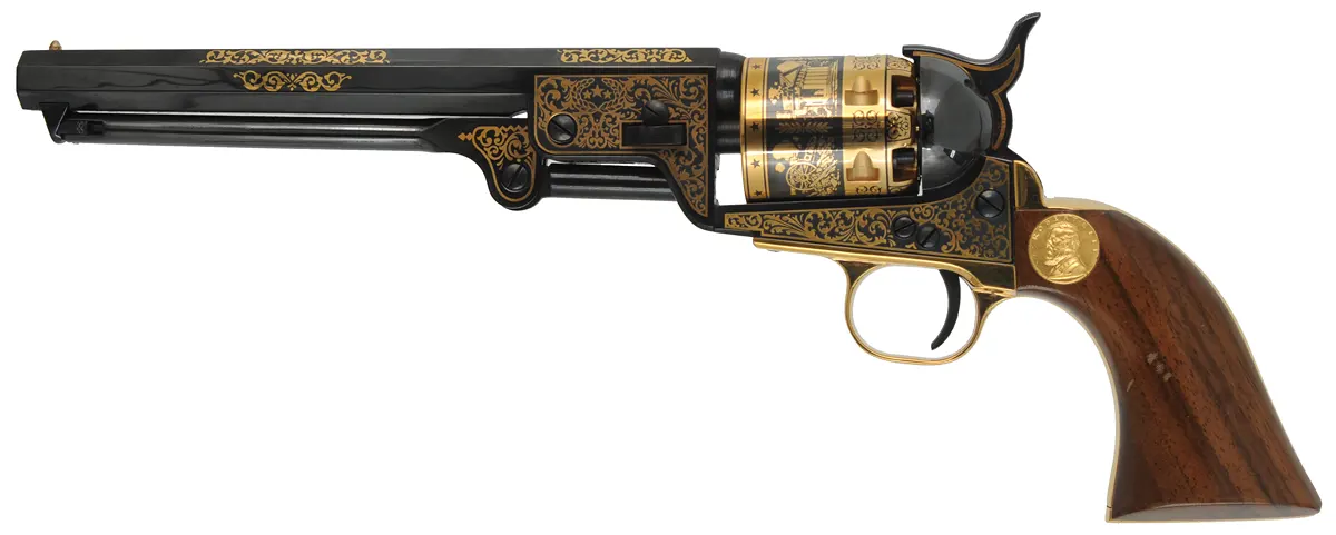 Robert E. Lee Commemorative 1851 Colt Navy ,
.36 caliber, 7 1/2" barrel,
high polish blue with inlaid gold, walnut, cased,
unfired, by United States Historical Society