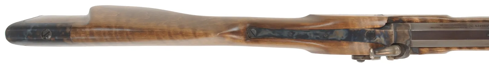 Rocky Mountain Hawken Rifle,
.54 caliber,  34" barrel,
percussion, curly maple, color case hardened iron, 
used, by Davide Pedersoli